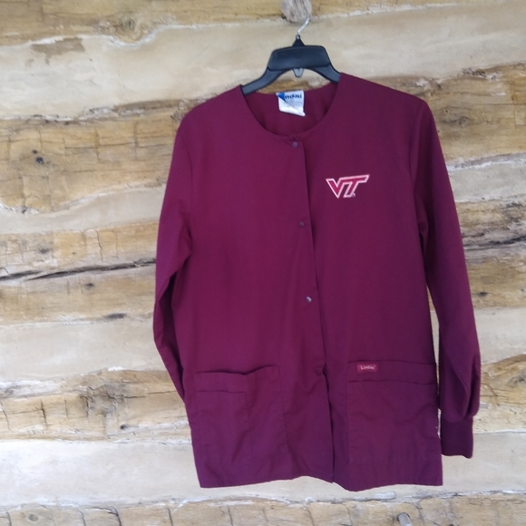 Landau Jackets & Blazers - Landau Virginia Tech Maroon & Orange Lab/Scrub Coat Size Large